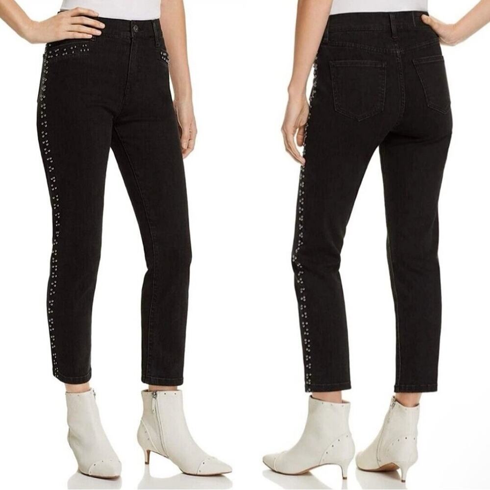 Pistola Black Beaded Charlie High Rise Straight Crop Jeans size 25